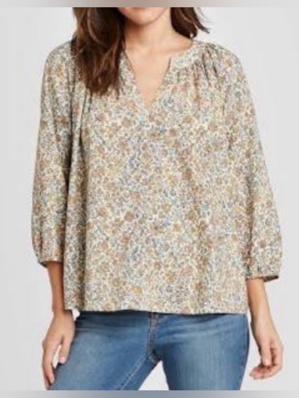 Universal Thread Multicolored Floral Pintuck Blouse Size Large